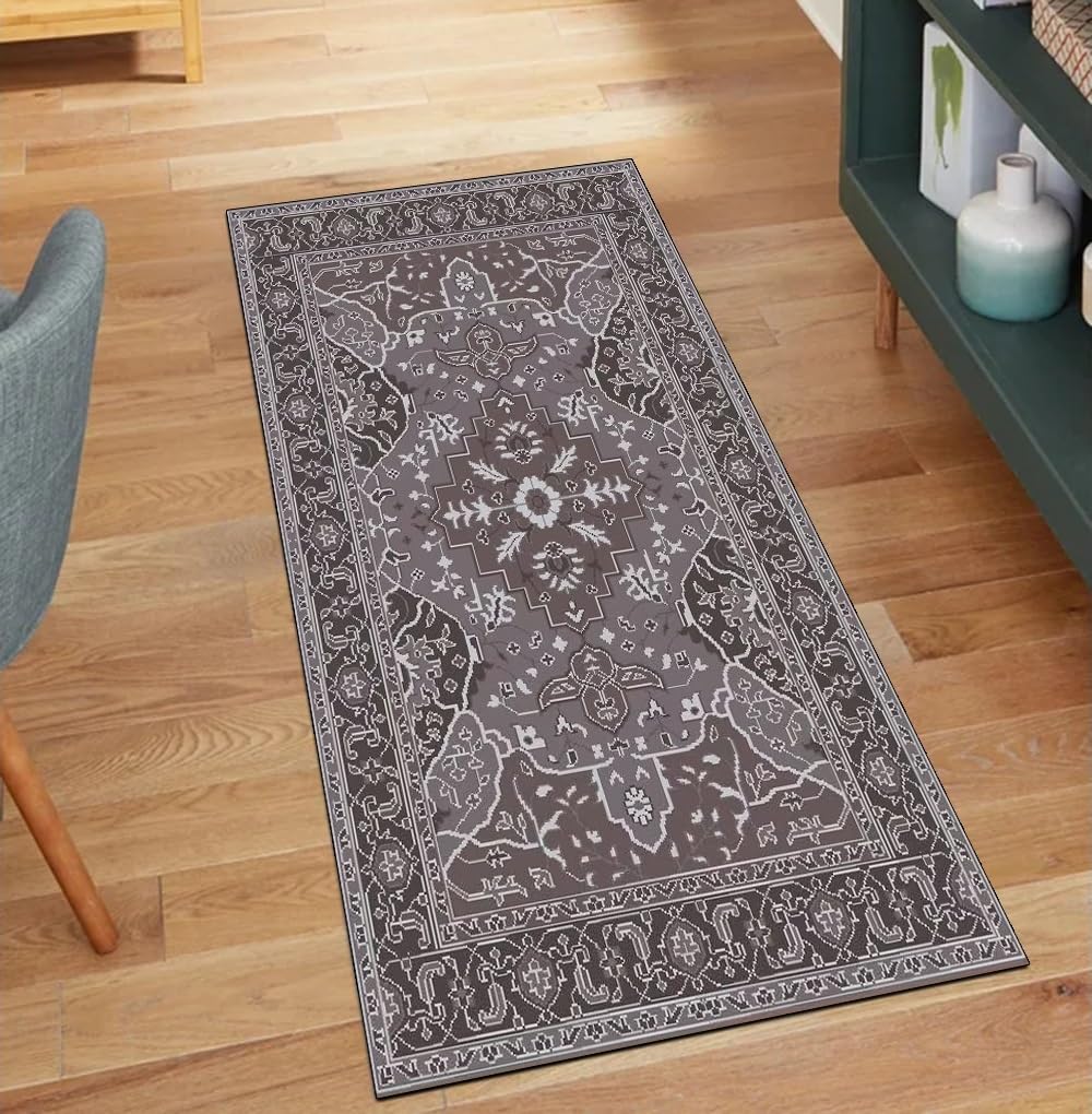 Alfombra vintage de pasillo 80x150 cm: alfombra de cocina lavable y transitable