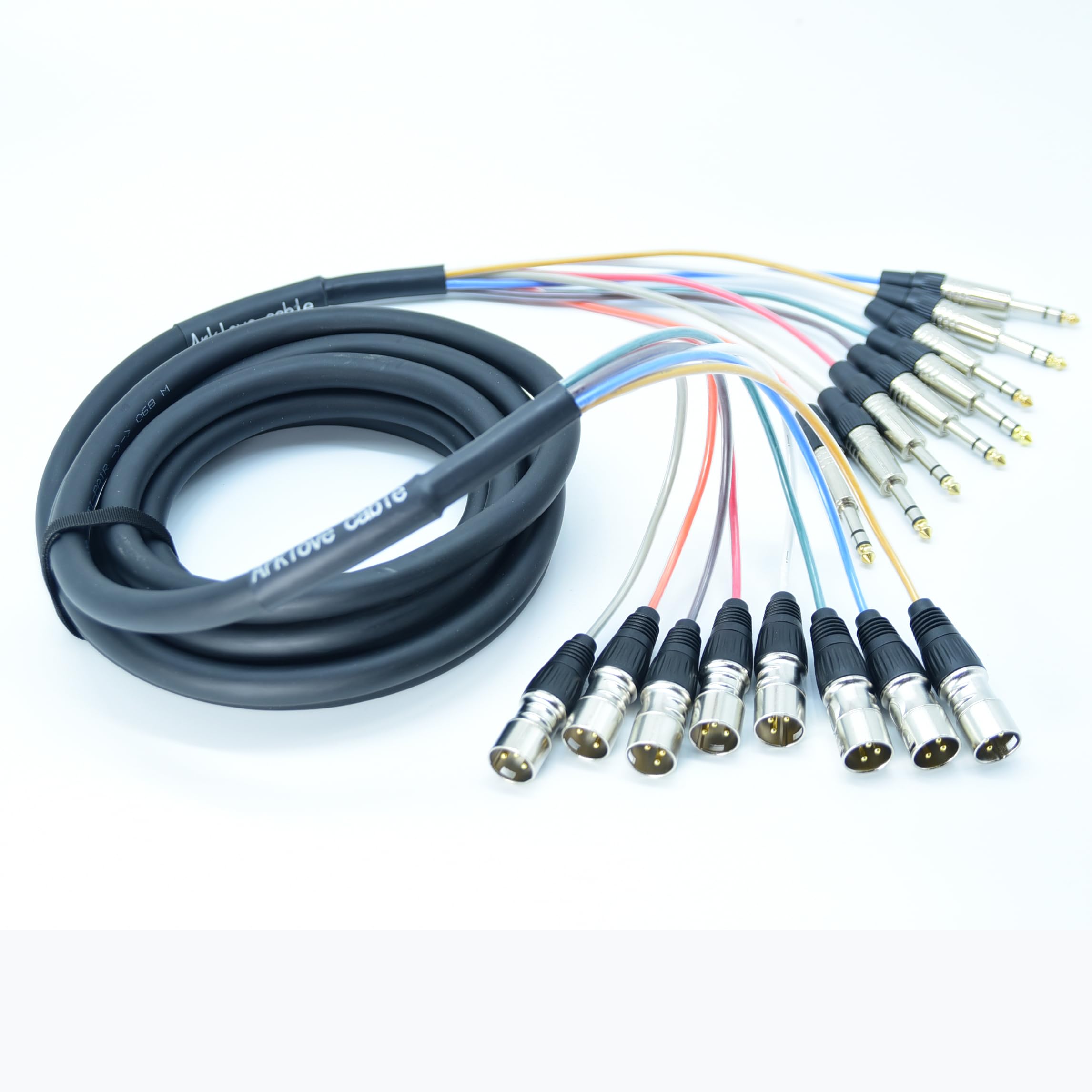 Arklove Cables de serpiente TRS de 15 pies, conexión equilibrada de audio de 1/4 pulgadas a XLR macho, conector de 8 canales, divisor digital, micrófonos, equipo de grabación de escenario y estudio,