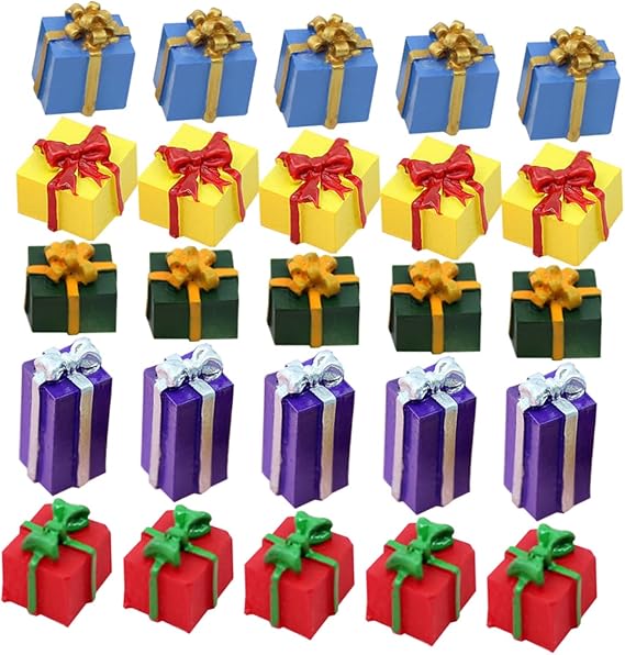 QUMIIRITY 40pcs Resin Box Christmas Figurines Miniature