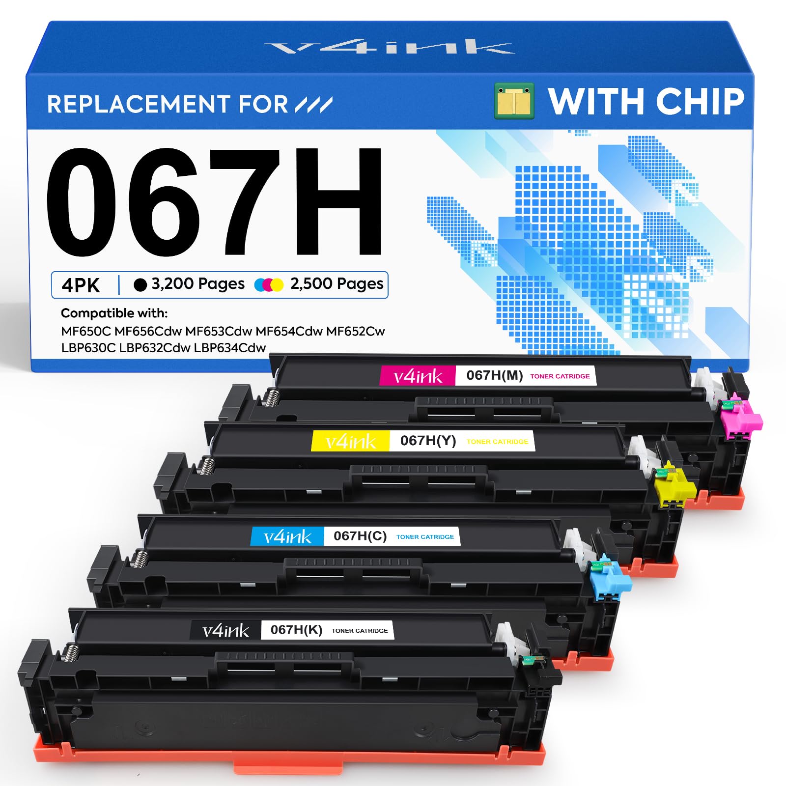 Photo 1 of 067H Toner Cartridge High Capacity 4 Pack Replacement for Canon 067H