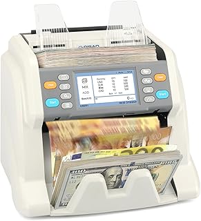 RIBAO MC-40 Mixed Denomination Money Counter, Bank Grade Cash Counting Machine, CIS/UV/MT Counterfeit Detection, Muti Currency Bill Checker Printer Compatible Value Count for Bussiness