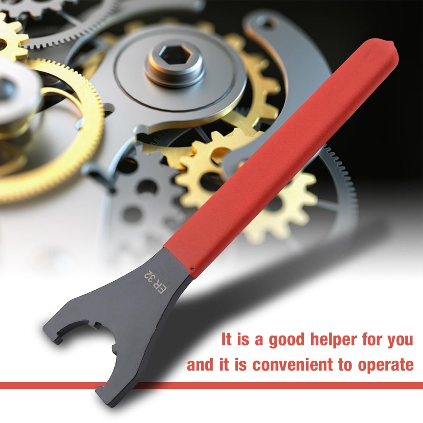 ER Spanner, ER32UM Red Collet Chuck Wrench Spanner Collet Wrench CNC Milling for Clamping Nut and Screw, Adjustable Wrenches