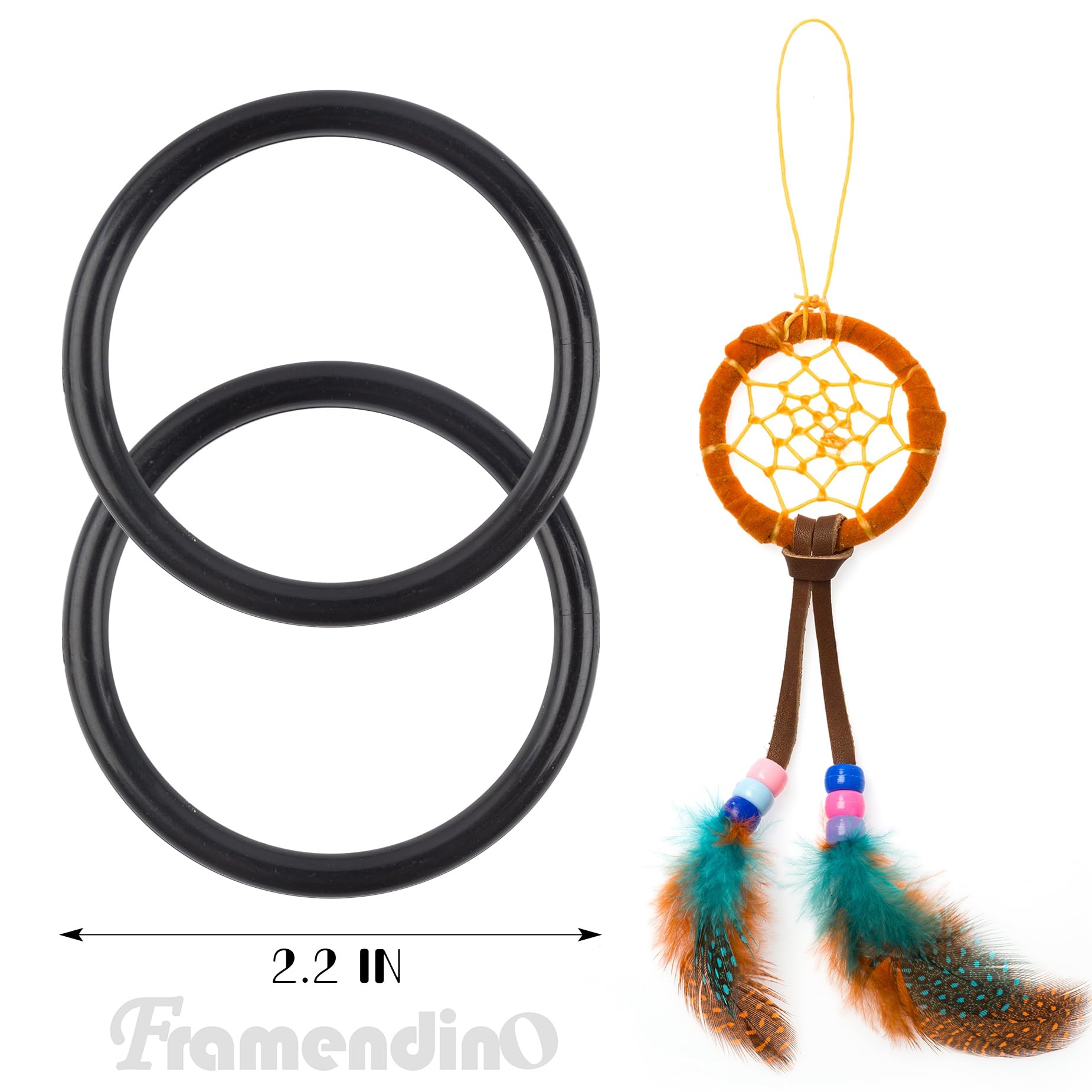 Framendino, 30 Pack 2 Inches Plastic Dream Catcher Rings Hoops for DIY Floral Craft Black