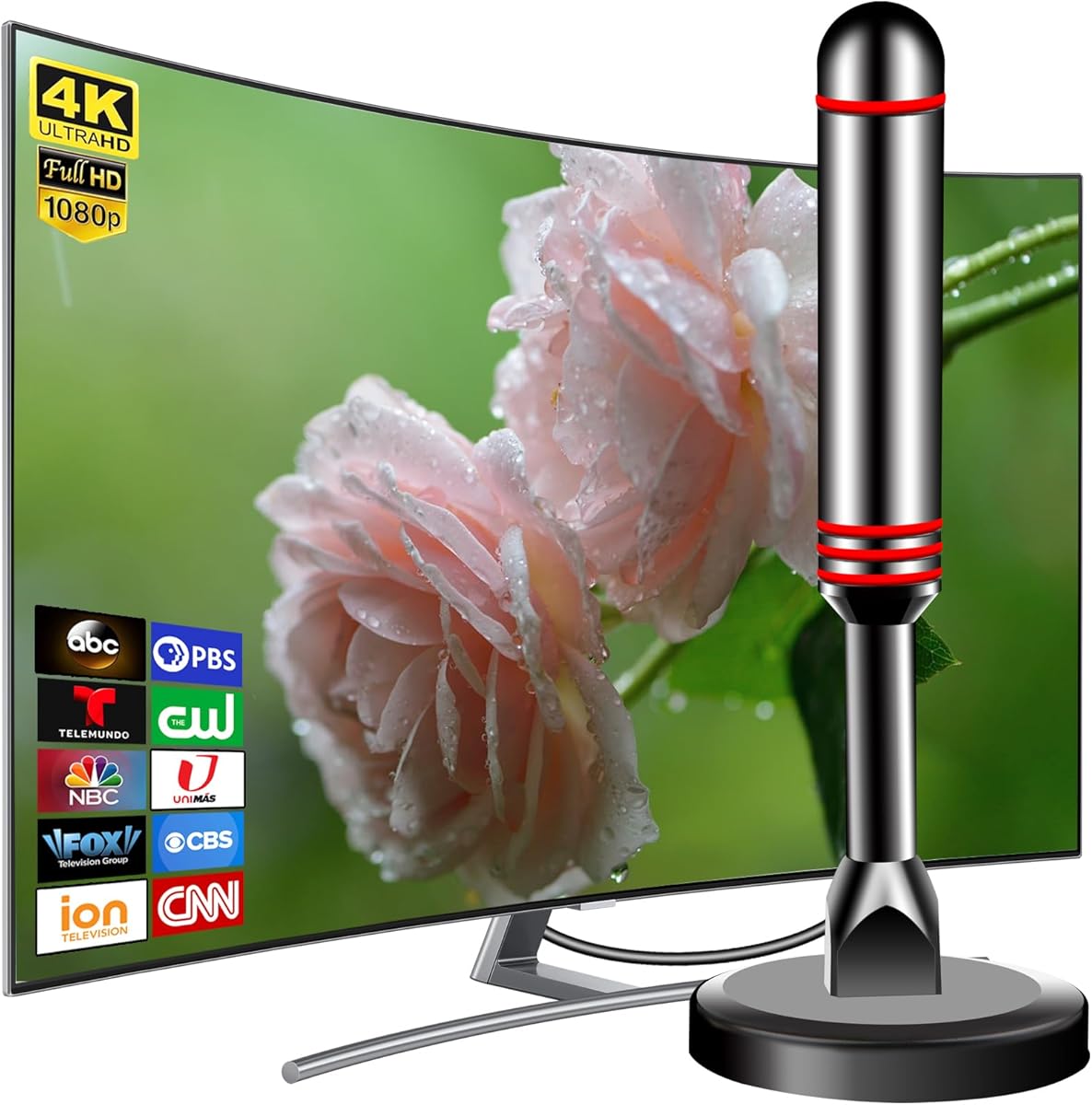 Digital TV Antenna for Smart TV Indoor, 2026 HDTV Antenna with Strong Magnetic Base,360°&Long Range Reception Indoor Antenna for Local Channels, Easy Setup Antennas Without Cable