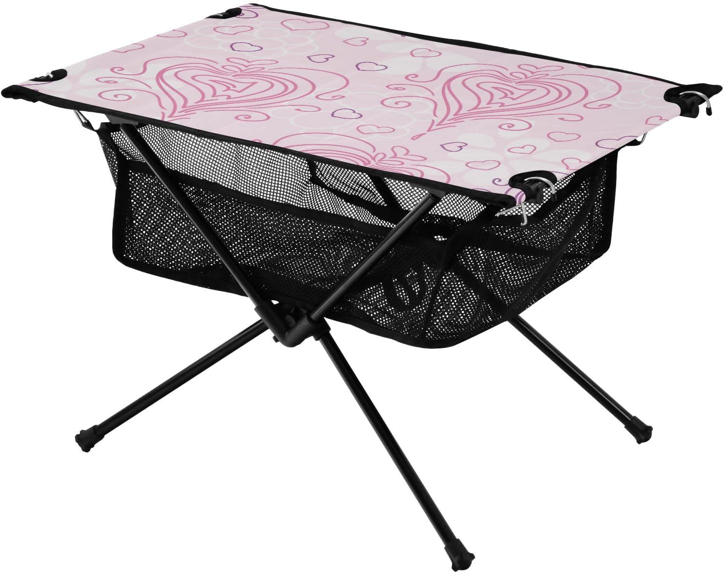 GuoChe Folding Table Purple Pink Hearts Valentine's Day Compact