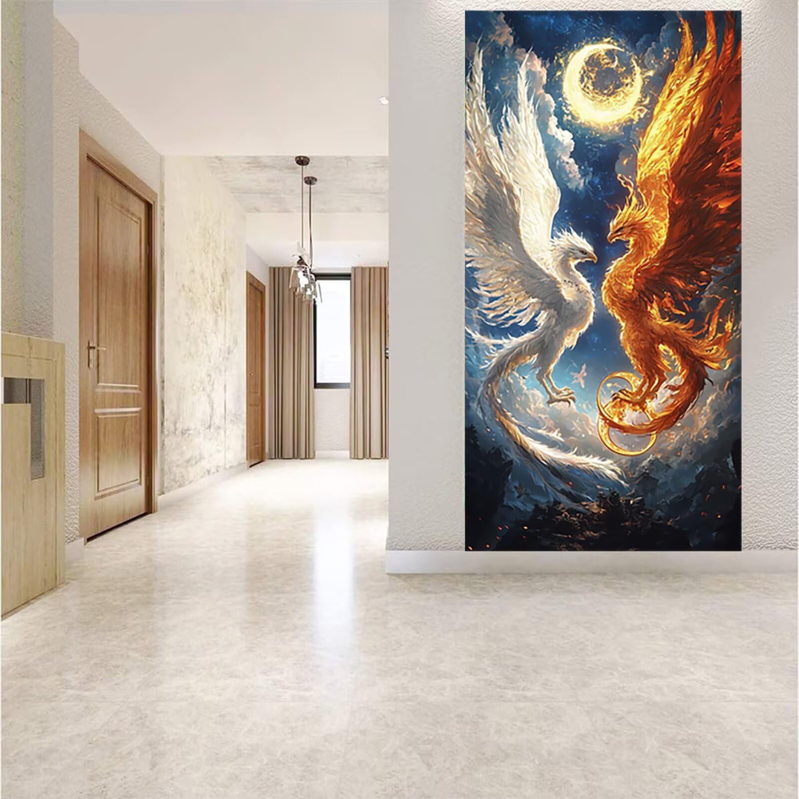 Diamentowa sztuka feniks zestawy do malowania diamentami dla dorosłych księżyc duży 55 x 110 cm sztuka i rzemiosło dla dzieci początkujących DIY 5D pełne wiercenie kryształ klejnot sztuka haft
