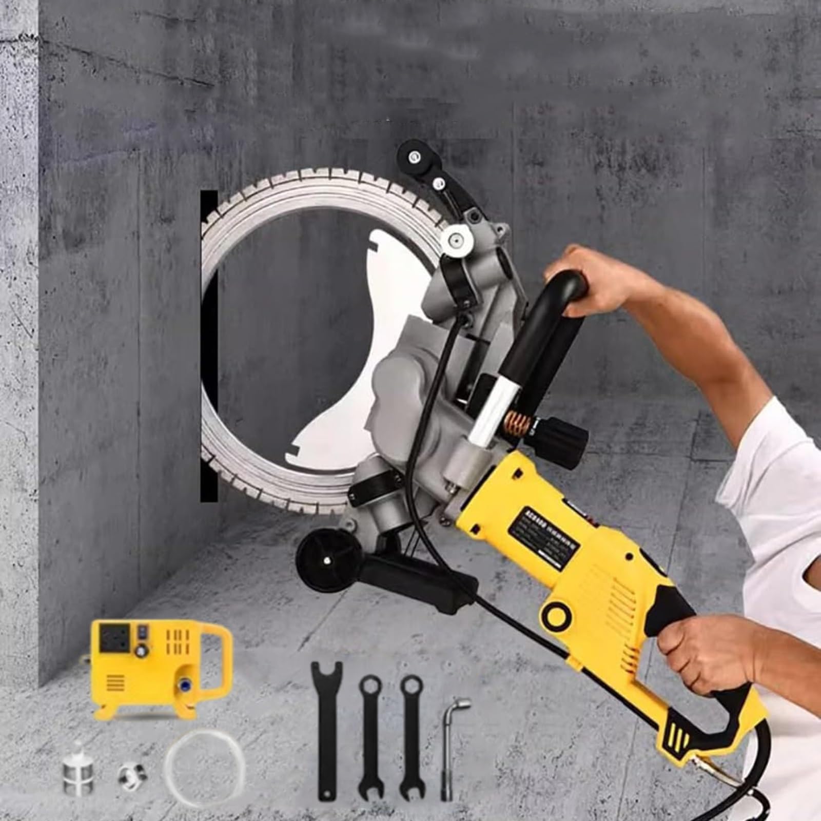 YXYLJOZ 5000w Toroidal Electric Concrete Saw with 29 cm Cutting Depth,Electric Ring Saw Wall Cutting Machine for Stone, Metal, Steel Bars, Bricks, Includes Water Pump,220v (1xblade)