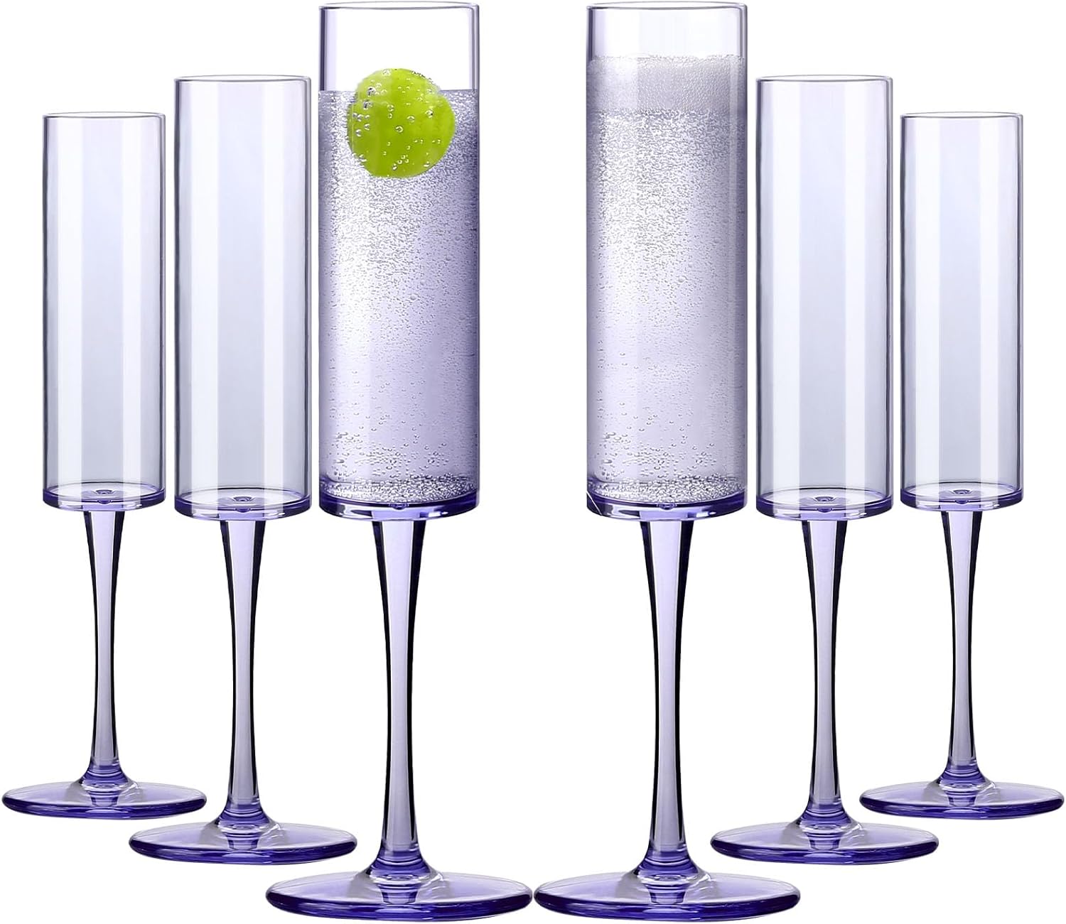 16 Pack Plastic Champagne Flutes, 5.5 Oz Unbreakable Goblet Glasses Reusable Champa...