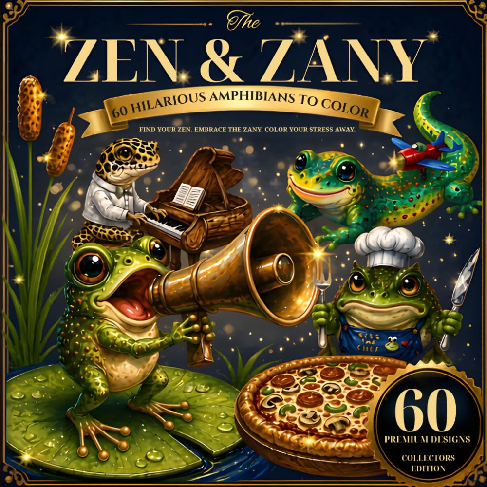 Zen & Zany: 60 Hilarious Amphibians to Color