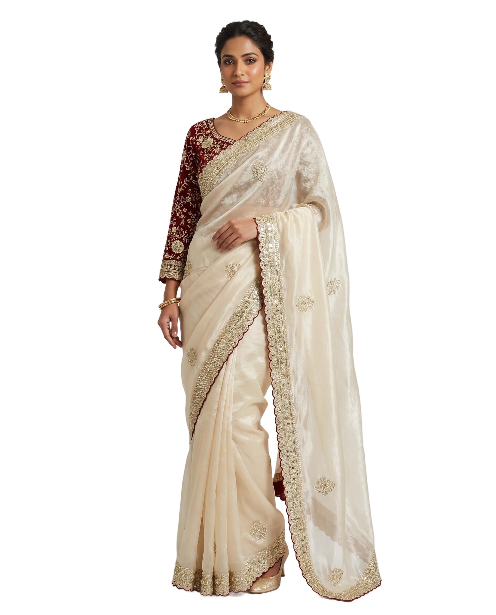 Women Frendy Satin Saree with Sequence and Zari Embroidery Work | Full Stitched Embroidered Blouse Saree-image-23