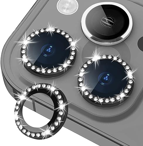 Miniatura 113 de Xfilm Protector de lente de cámara Bling para iPhone 14 Pro/14 Pro Max, dureza 9H a prueba de rayones, protector de anillo individual de metal