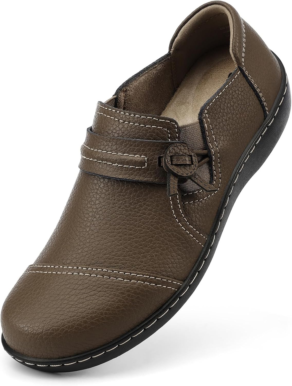 LAZYPOP Women's Classic Comfort Leather Loafers Cute Slip-Ons Casual Dress Shoes Lightweight Walking Flats Everyday Work Shoes