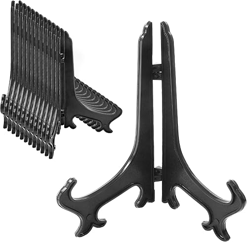Kemcatui Soporte de caballete de 12 piezas, soporte de placa negra, soporte de exhibición de tarjetas de 7 pulgadas, soporte de exhibición para