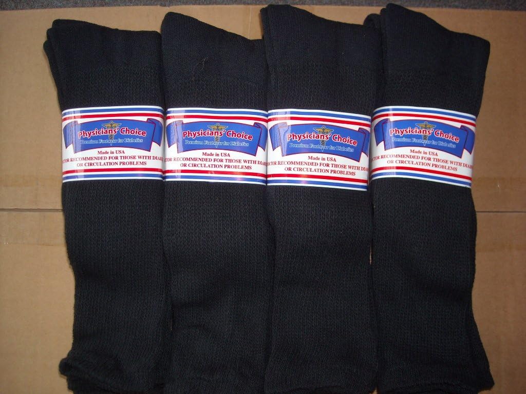 OVER THE CALF DIABETIC SOCKS, SIZE 9-11 BLACK COLOR,USA, 12 PAIRPHYSICIANS CHOICE