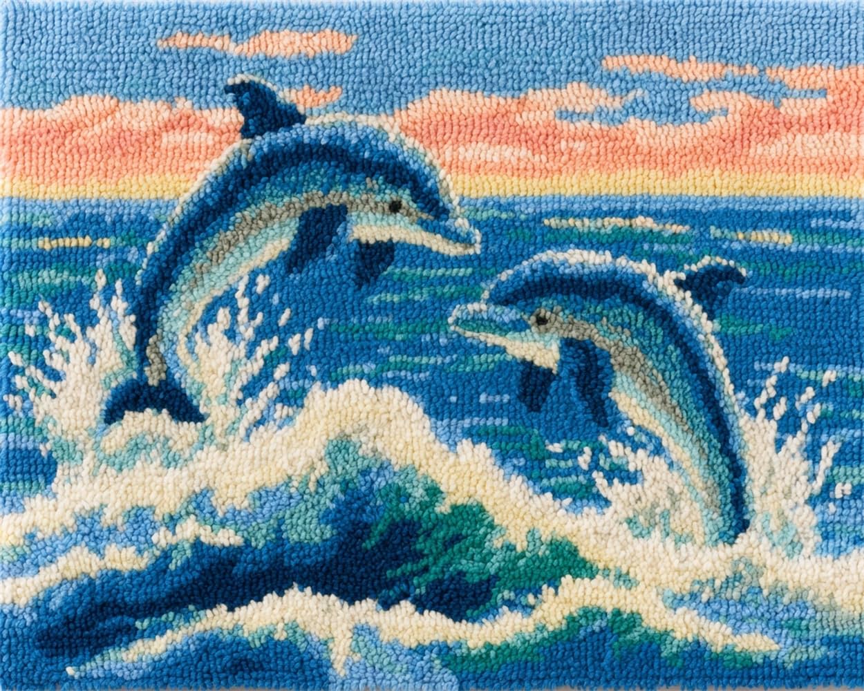 FWRTYCB Latch Hook KitsDolphins Leaping at sea