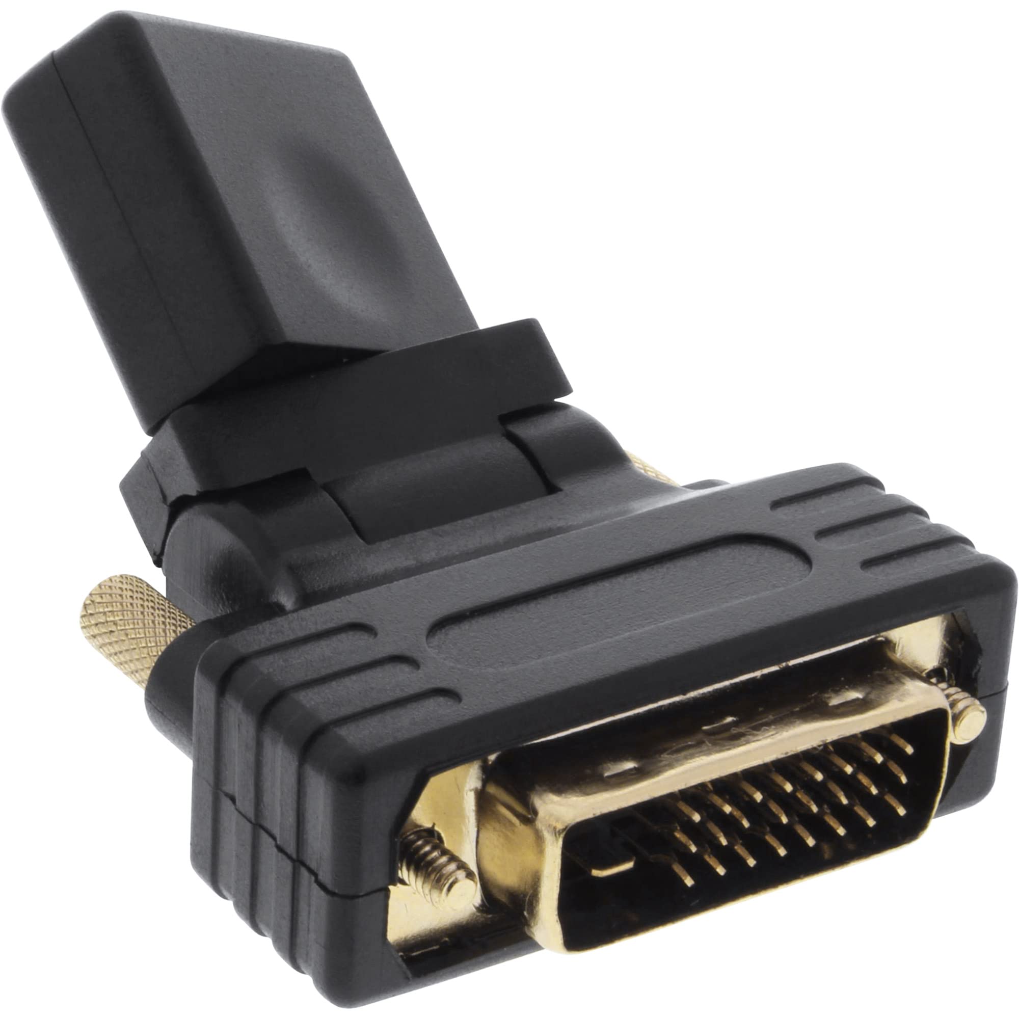 InLine 22134 Adattatore HDMI Femmina a DVI-D 24+1 Maschio, Contatti Dorati, Orientabile 180°, Nero