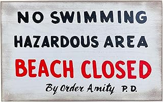 JAWS No Swimming Replica Wood Sign
