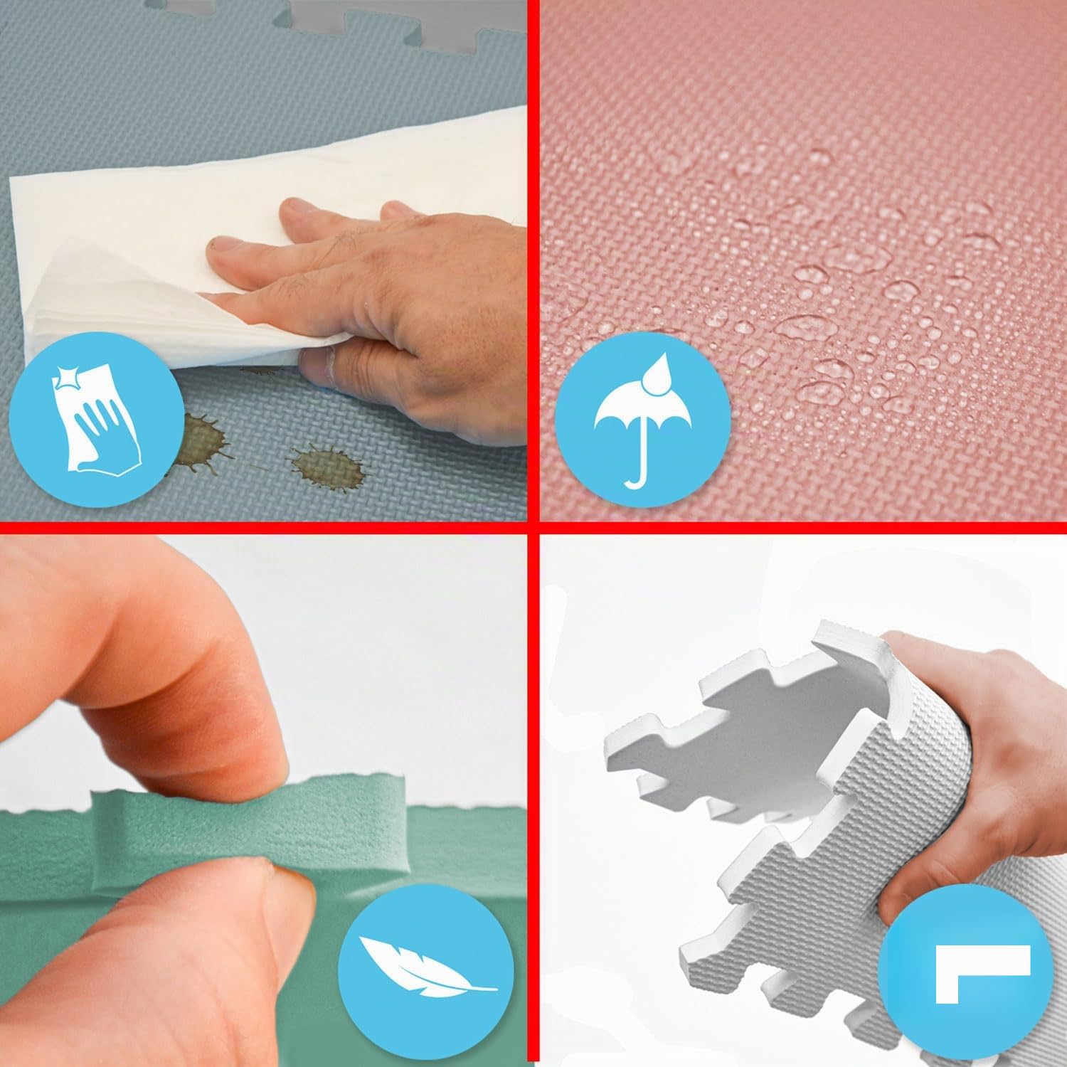 LittleTom 36 Pezzi Tappeto Gioco Bambini - 30x30 Tappettone per Neonati - Tappeto Puzzle Bambini Tappeto Giochi Neonato Tappeto Bimbi Cameretta Tatami Bambini Tappeto di Gomma per Bambini Tappeto EVA