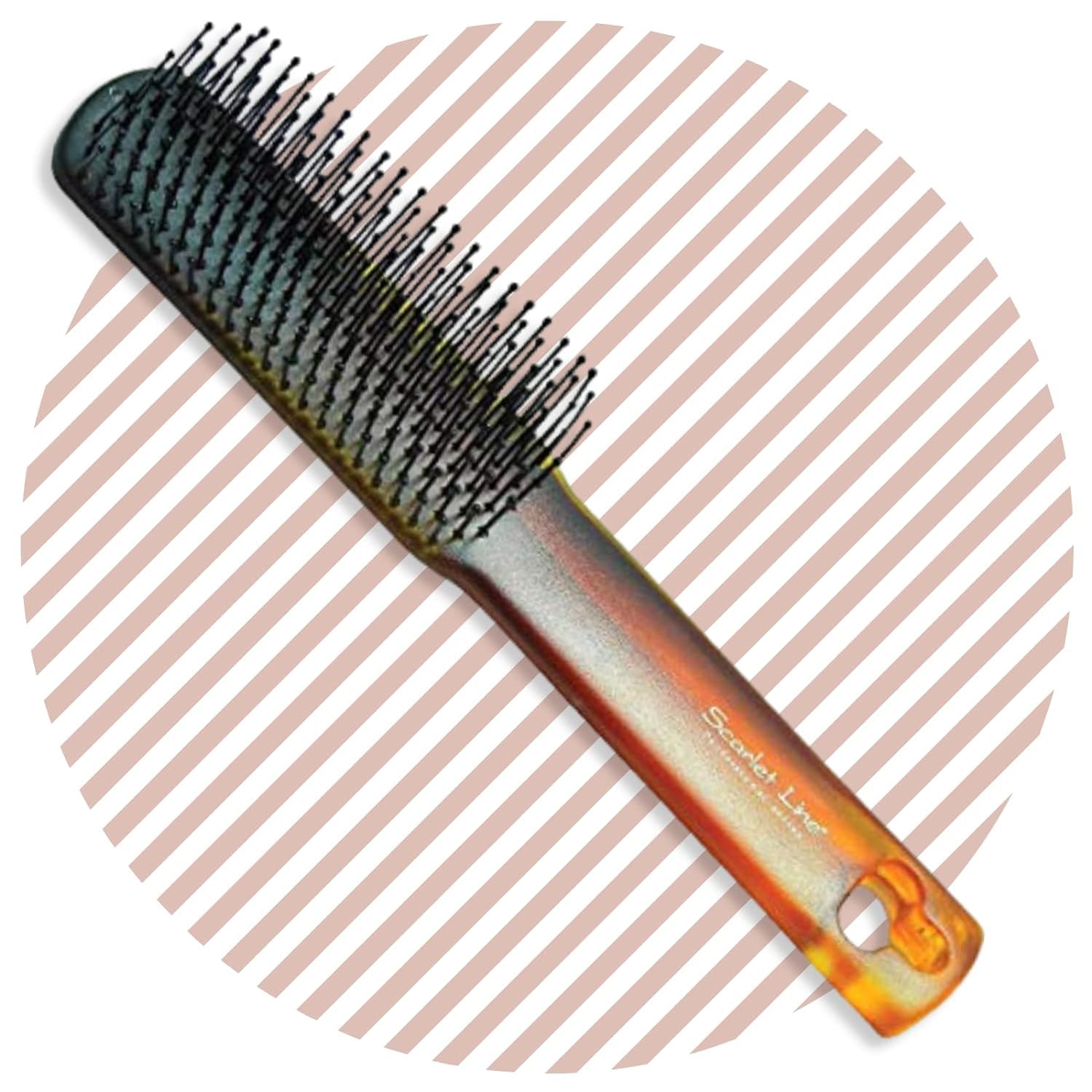Professional 9 Row Flat Hair Styling Brush for with Anti Slip Handle with Ball Tip Nylon Bristles for Women n Men_Shell Color-image-43