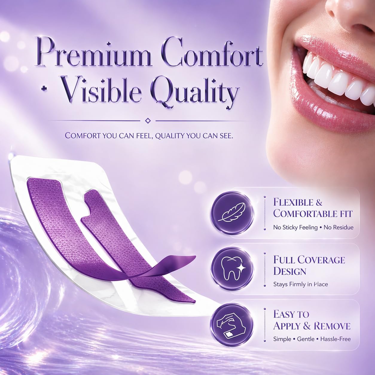 Purple Teeth Whitening Strips, Enamel Safe for Sensitive Teeth, Removes Yellow Stains & Bad Breath, Non-Slip Dry Strip Technology, Mint Flavor for a Brighter Smile (28 Strips)