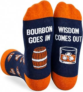 Funny Bourbon Socks for Men, Novelty Gift for Whiskey Lovers | Premium Cotton Blend, Super Soft, Durable, Whiskey Lover Gift, Funny Novelty Socks, Christmas Stocking Stuffer, Birthday Gift