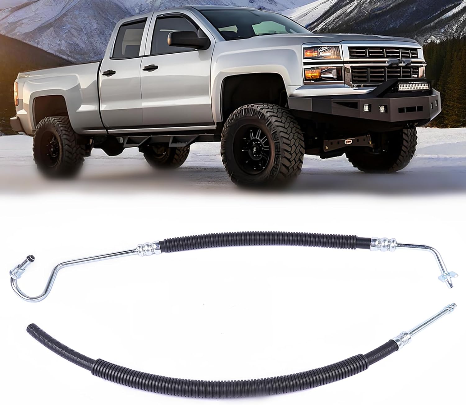 2Pcs Power Steering Hose Pressure Line Replacement for Chevy Avalanche Silverado Suburban 1500 Tahoe GMC Sierra Yukon/Yukon XL 1500 Cadillac Escalade 15812564 15812565 25858603