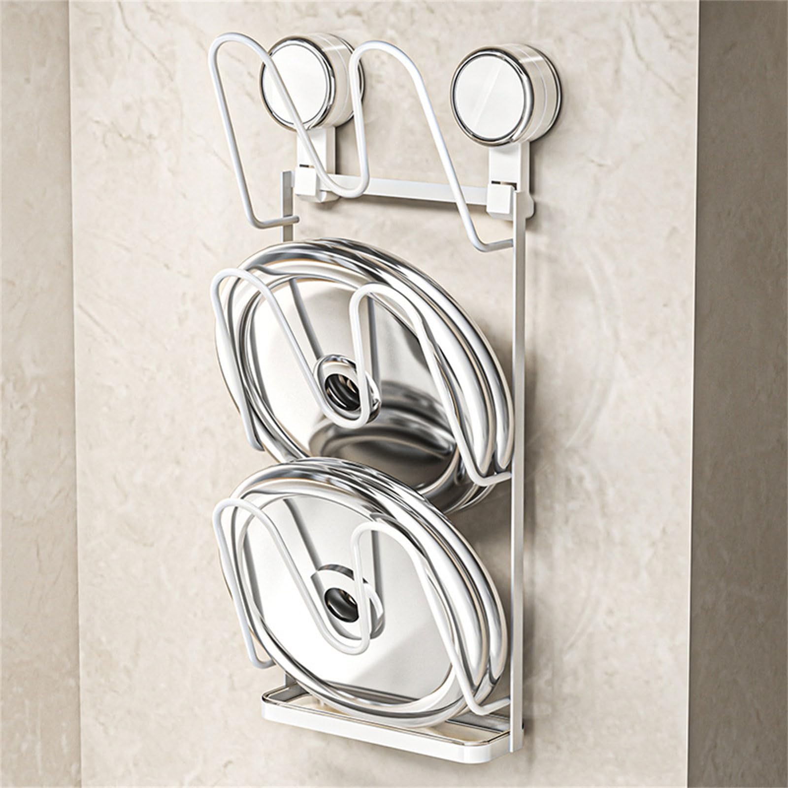 Estante de almacenamiento de cocina con ventosa de fácil instalación, para colgar en la pared, para ollas, sartenes, tablas de cortar, organizador de tabla de cortar con ventosa