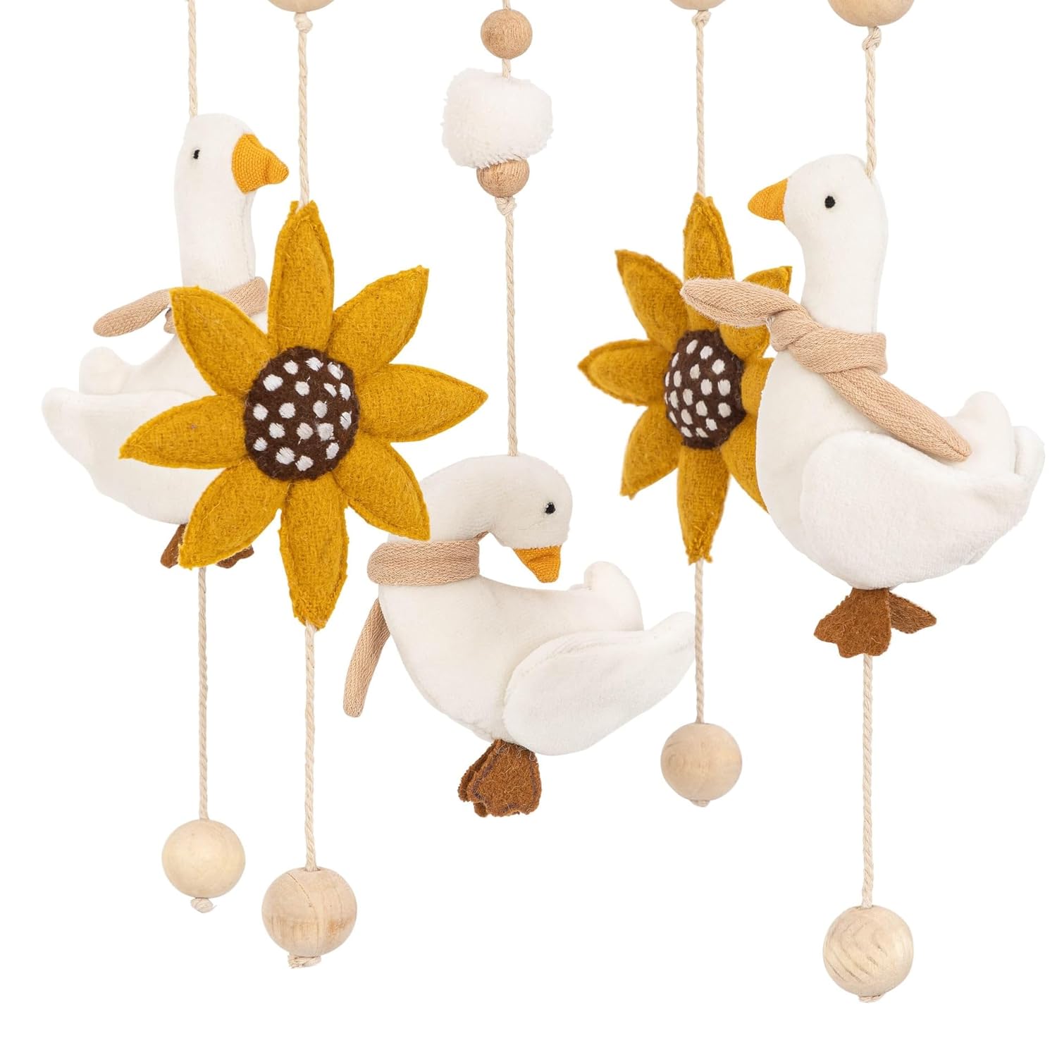 Crane Baby Goose Nursery Ceiling Hanging, Charlie Farmhouse Baby Mobile for Crib, Handmade Mobile with Geese and Sunflowers, Gender Neutral Nursery Decor, Baby Crib Accessories