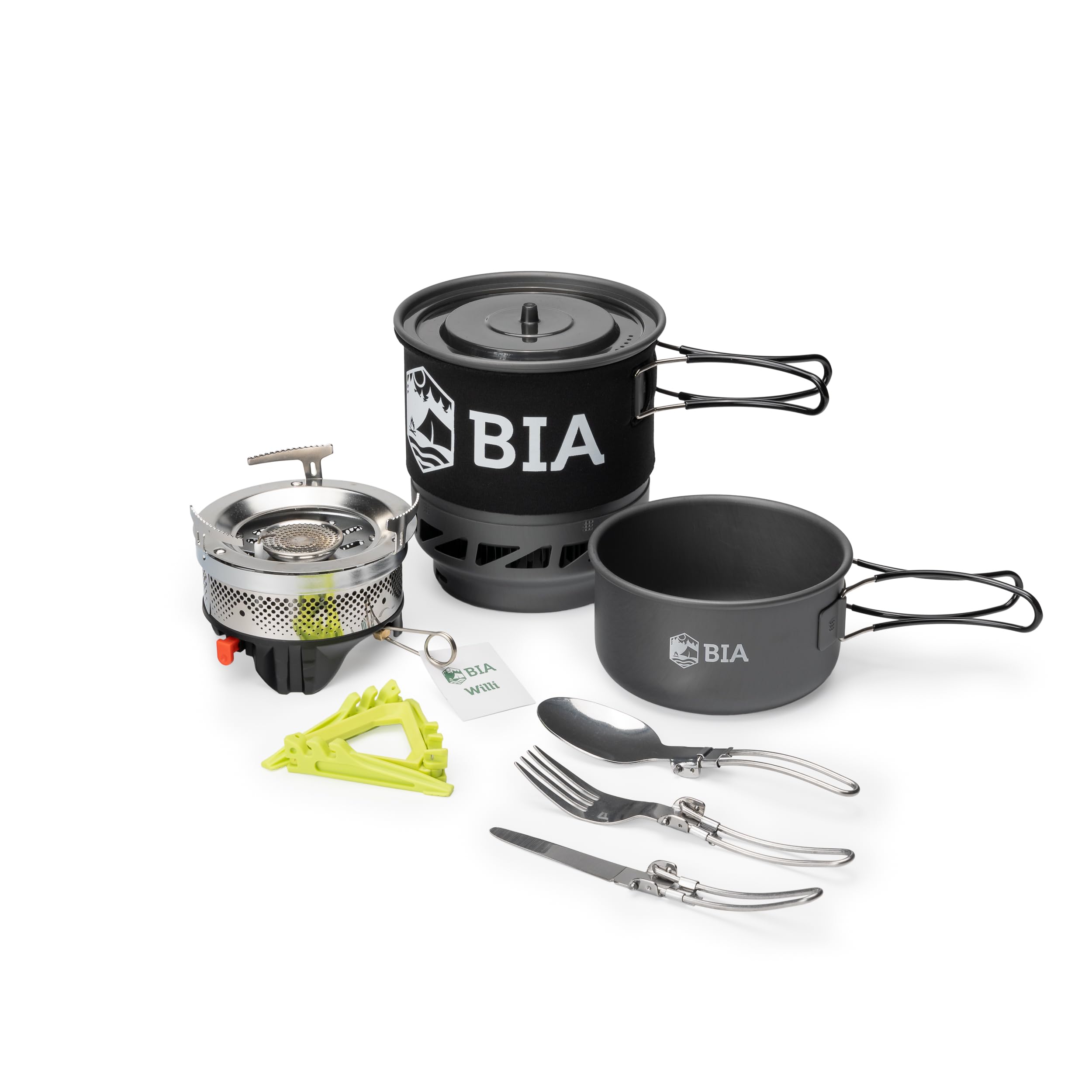 BIA Willi 2.0 zestaw do gotowania kempingowego: kompaktowa kuchenka gazowa o pojemności 750 ml z technologią Instant Pot o mocy 1800 W, do wędrówek, survivalu, aktywności na świeżym powietrzu, z
