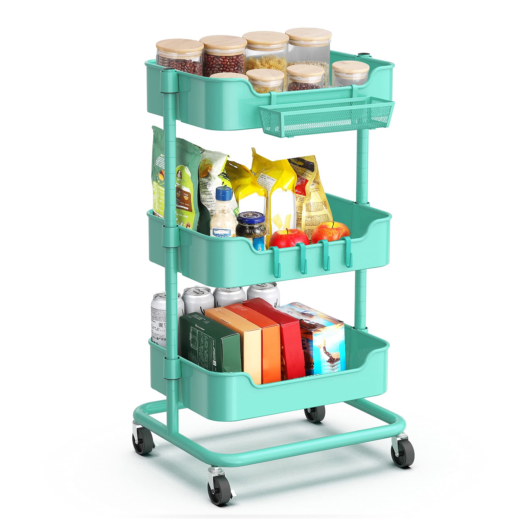 Buy alvorog 3Tier Storage Trolley Metal Craft Trolley on Wheels, MultiPurpose Rolling Utility