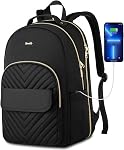 Womens Laptop Backpack,Stylish Work Business Backpack for Travel,Large Capacity Computer Backpack for 15.6 Inch,Back Pack School College Bookbag with USB Charging Port,Casual Daypack,Black