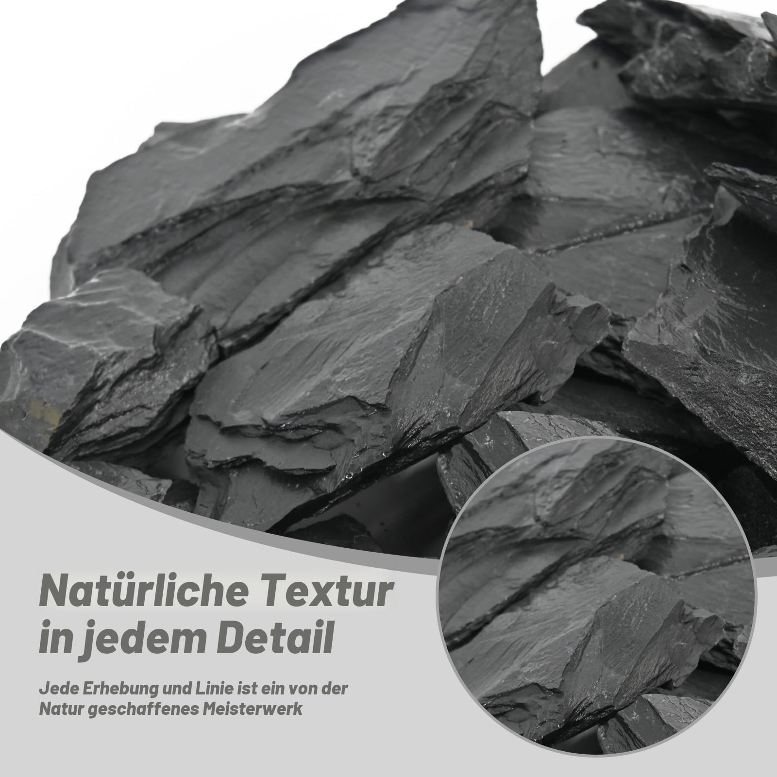 Unocho Natürliche Schiefersteine Reptilien Sonnenplattform 4,5kg Aquarium Steine für Aquascaping, Aquarien, Terrarien, Paludarien, Tabletop-Modelle, Miniatur- und Feengärten (5-15 cm)