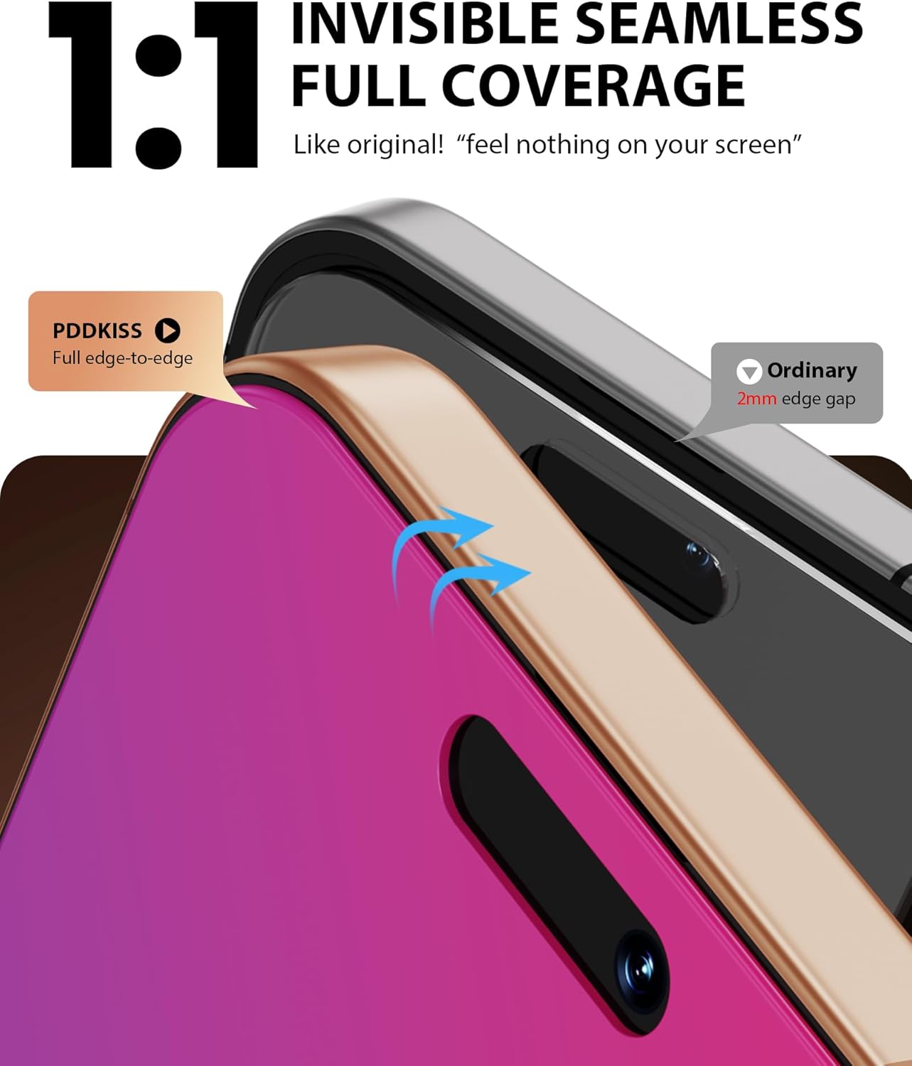 Compatible for iPhone 17 Pro Privacy Screen Protector 6.3 Inch, Pink Gradient Anti Spy Anti Blue Light HD Tempered Glass Easy Installation - Image 7