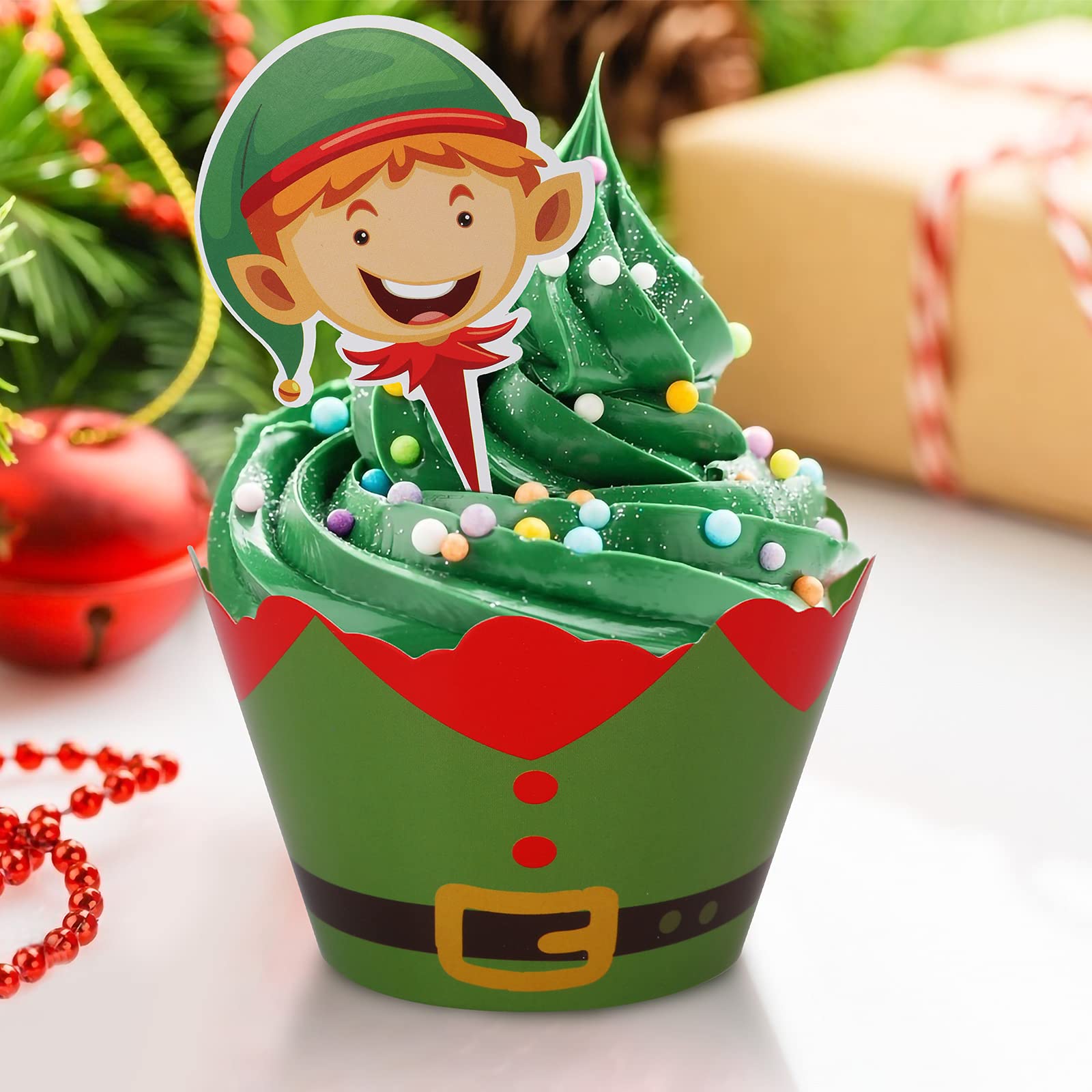 108-teiliges Weihnachts-Cupcake-Deko-Set – Topper & Wrapper Mit Schneemann, Weihnachtsmann, Rentier