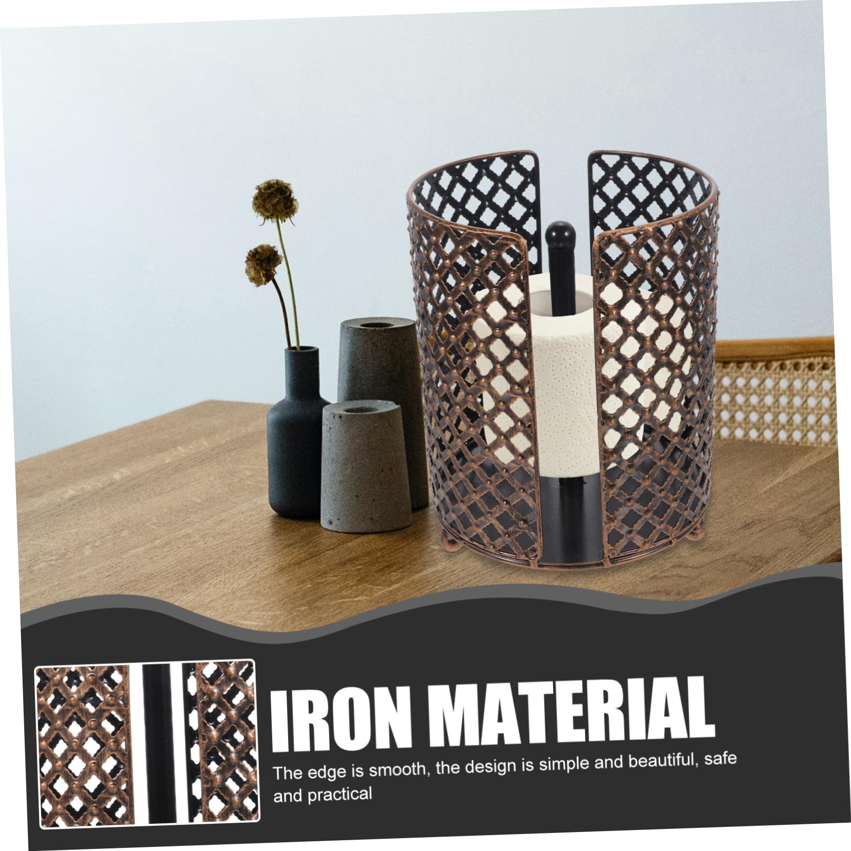 Portarotolo da Cucina in Ferro, Supporto Rotondo da Tavolo | Uso in Cucina o Toilette D’hotel, Installazione Semplice, Design Essenziale e Pratico per Carta in Rotolo