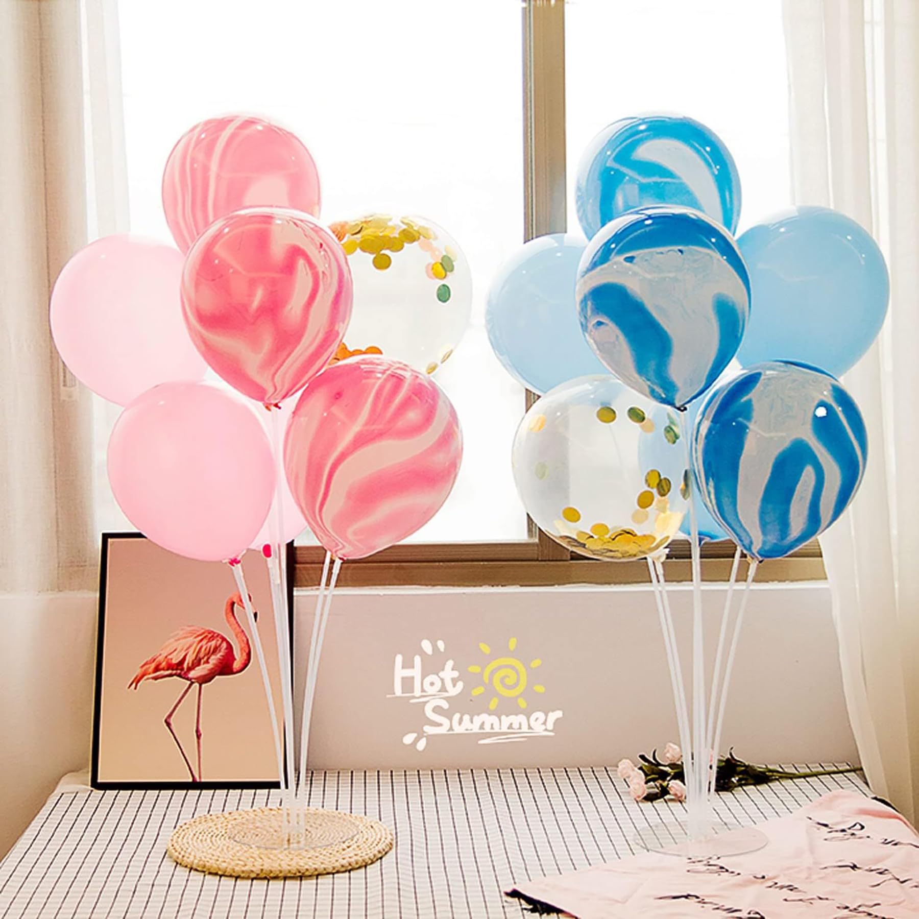 Kit di supporti per palloncini da 6 pezzi | 71 cm Supporti riutilizzabili per centrotavola per compleanni, matrimoni e baby shower | Supporto per palloncini trasparente per pavimento o tavolo |