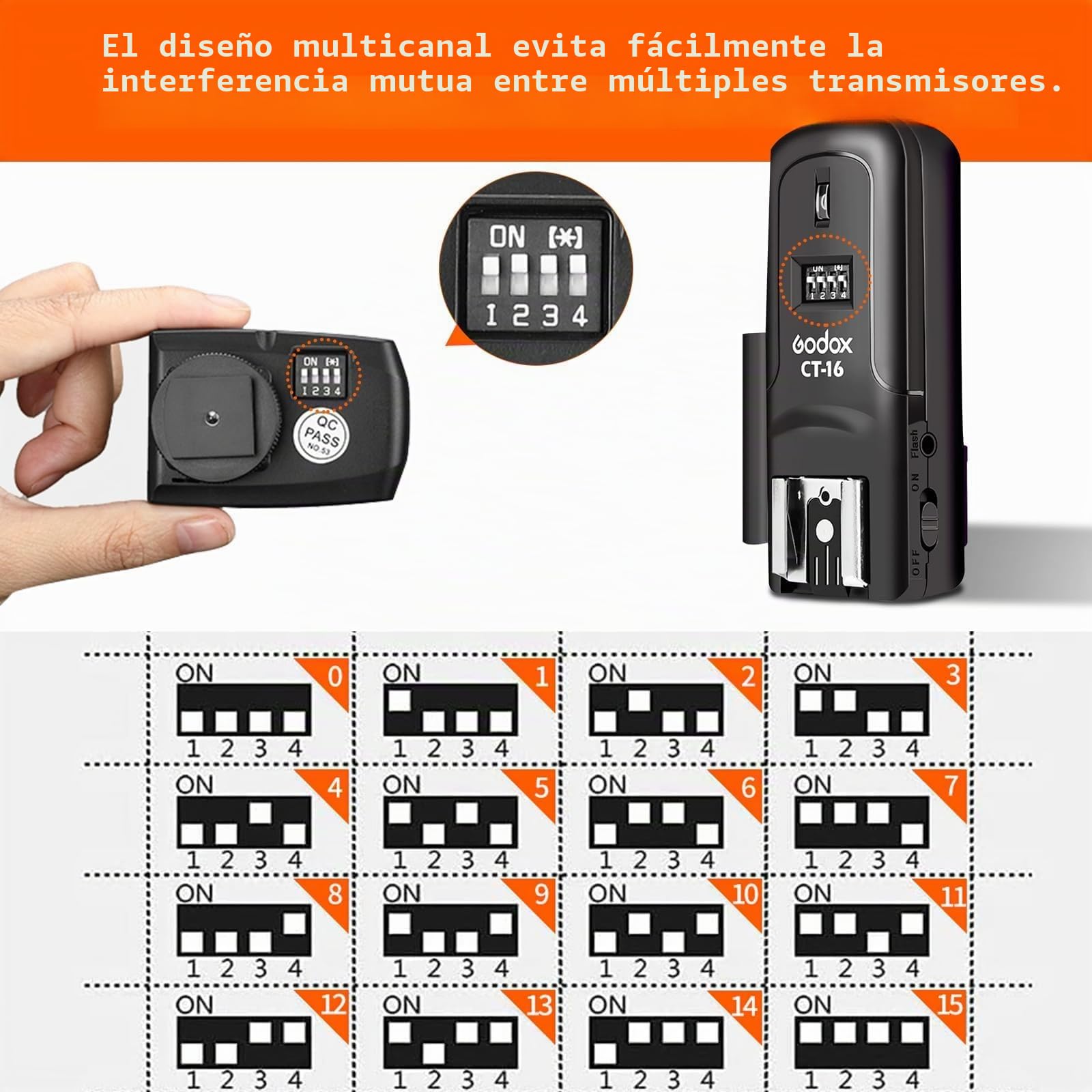 Godox Godox - Disparador de flash inalámbrico CT-16, compatible con cámaras réflex digitales Canon, Nikon, Sony, Olympus, Pentax, (1 transmisor + 3 receptores)