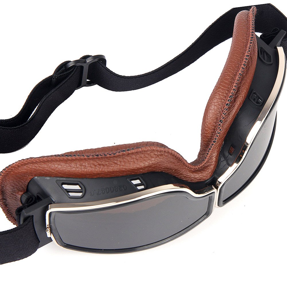 Occhiali Da Moto Vintage League&Co – In Pelle E PU Con Lenti Anti-UV, Ventilazione E Cinturino Regolabile, Per Cross, Cruiser E Caschi Harley