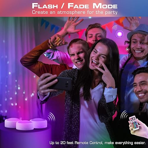 Miniatura 5 de EverBrite Luz de grifo, luz de empuje, luces LED de disco con 12 colores RGB, luz táctil inalámbrica debajo del gabinete, luz nocturna de 80 lúmenes