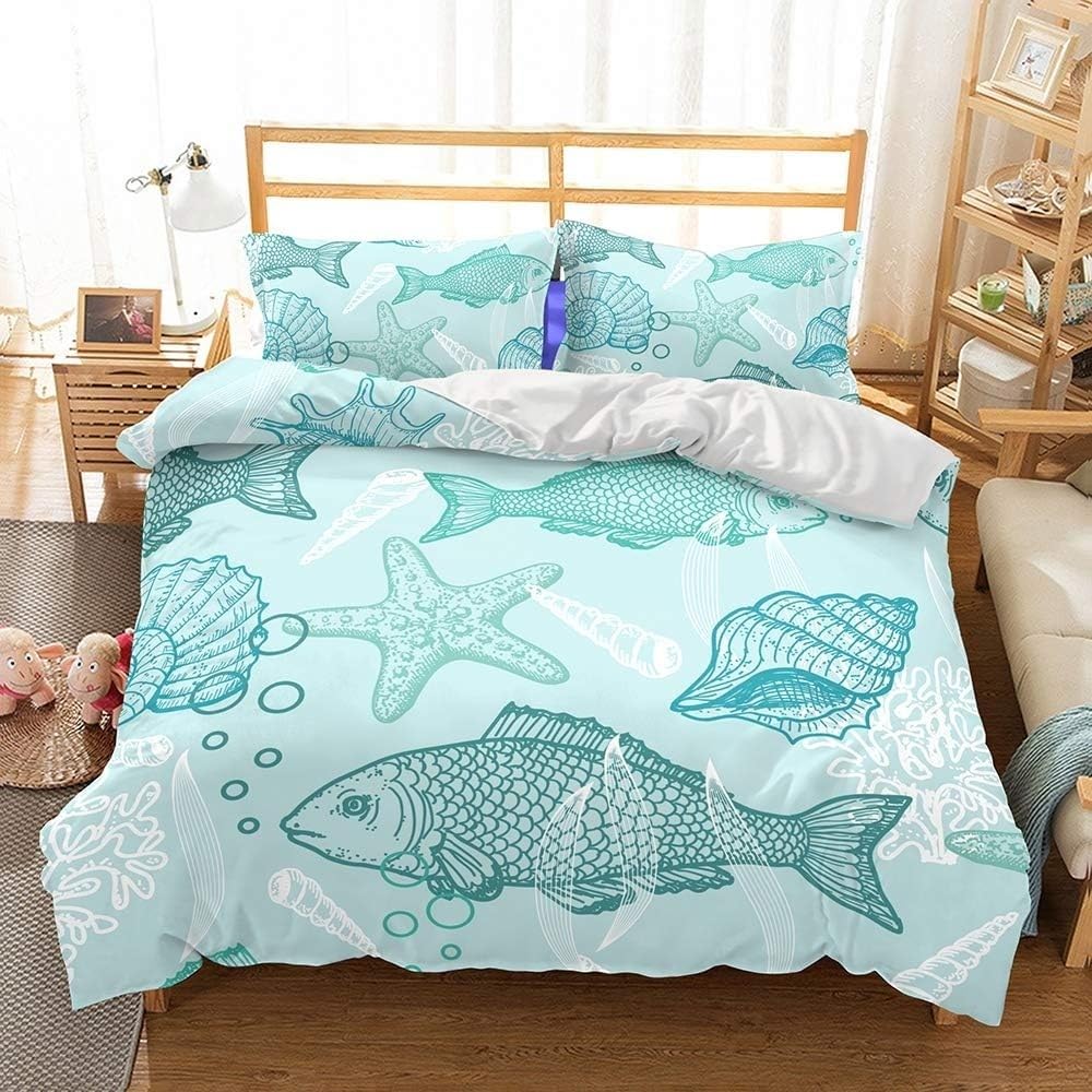 Housse de couette étoile de mer parure de lit 220x240 pour une chambre style bord de mer relaxante