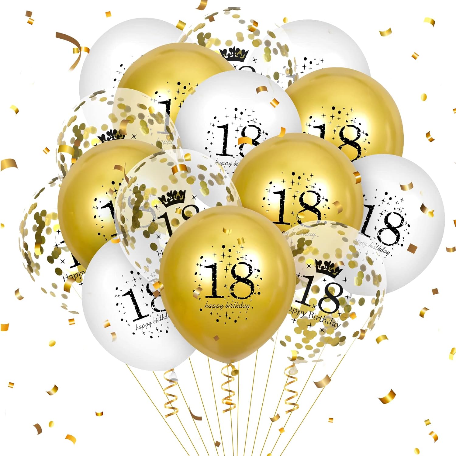 Amazon.com: 18th Birthday Balloons 15Pcs White Gold Happy 18th Birthday