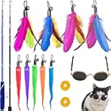ZPH Cat Toys Interactive for Indoor Cats,2PCS Retractable Cat Wand,9PCS Teaser Toys&1PCS Eyeglasses Toy,Interactive Feather Toy for Teaser Play and Chase Exercise with Kitten
