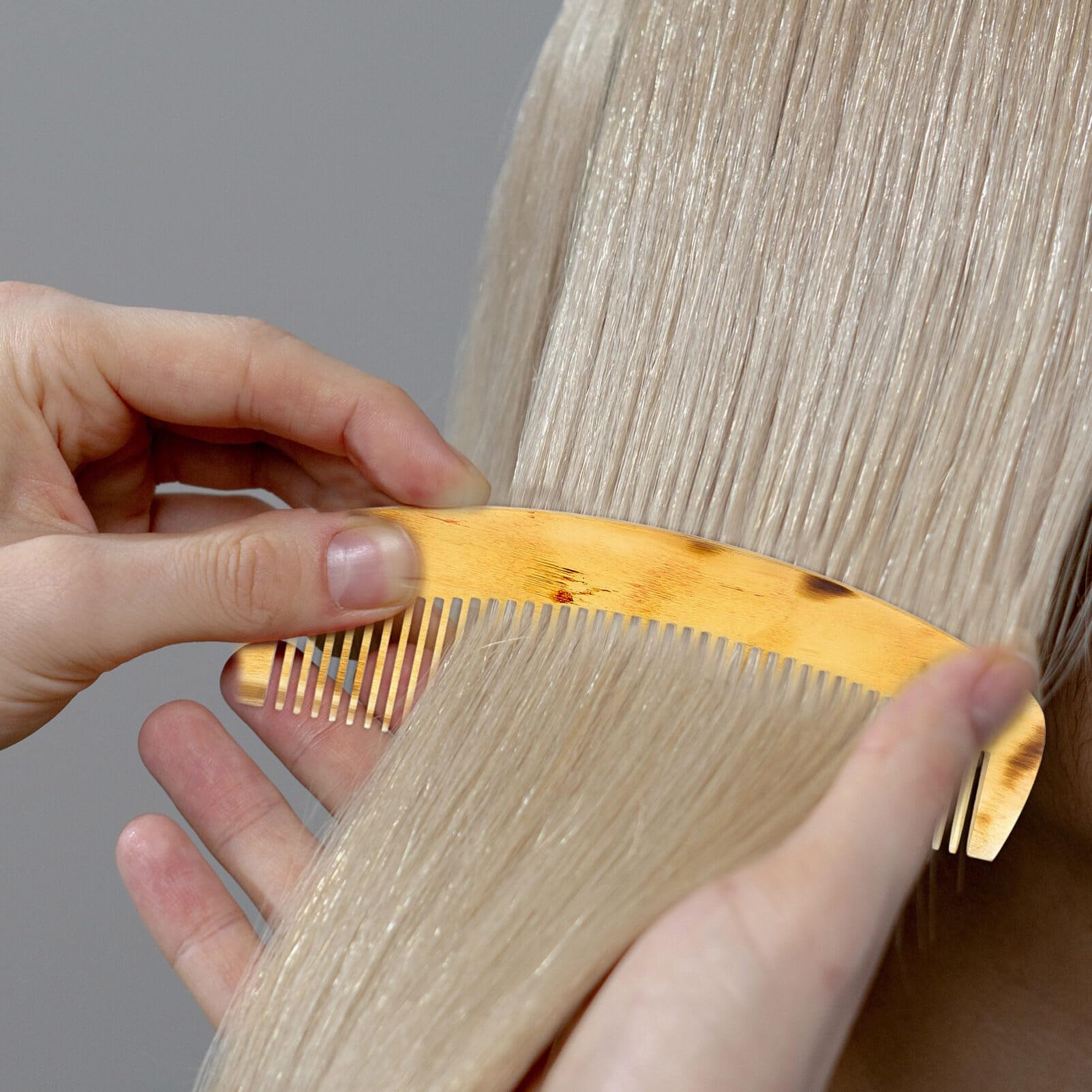 Uonlytech Pettine in Corno Naturale Antistatico Portatile Per Capelli E Barba Pettine Lisciante Compatto Per Donna Previene La Caduta Dei Capelli Ideale Per Viaggi E Uso Quotidiano