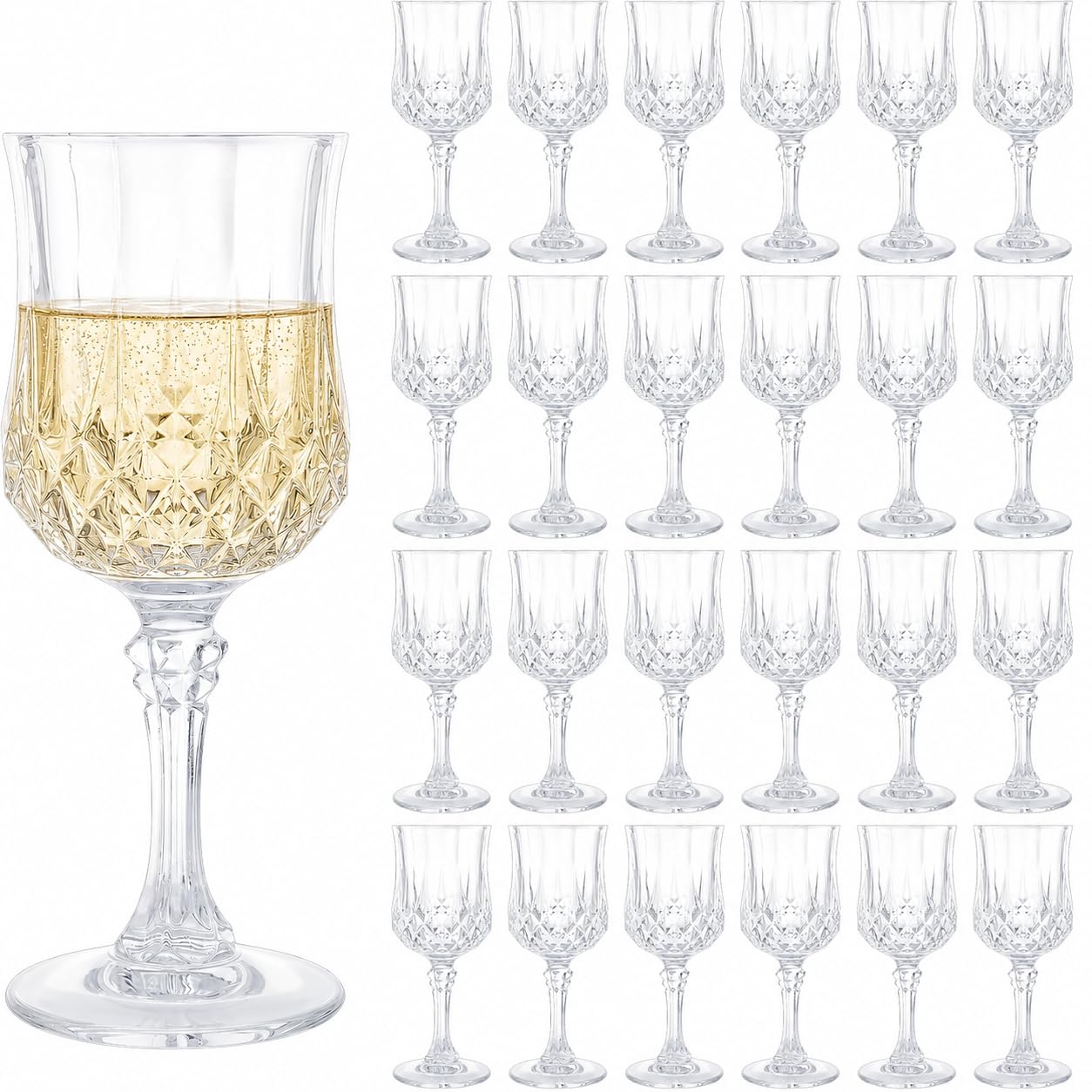 24er-Set Kunststoff Weingläser, 210 ml Wiederverwendbare Plastik Weinglas