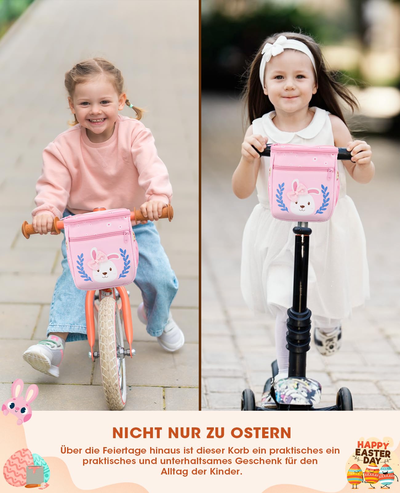 ANZOME Panier vélo avant enfant - garçons et filles - Accessoire vélo enfant - plupart des vélos enfants tels que tricycles, roulettes, scooters - Blanc Taille unique