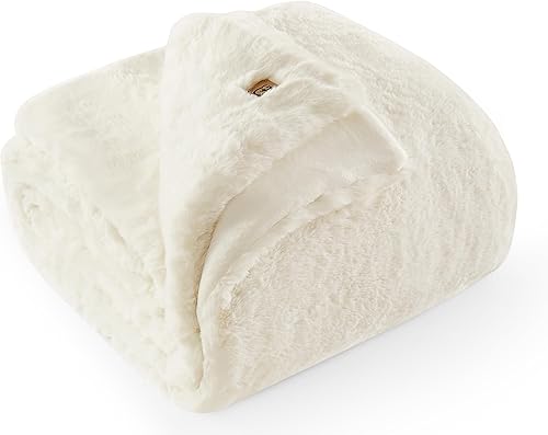 UGG Euphoria Manta reversible de piel sintética de felpa color nieve, 50 x 70pulgadas.