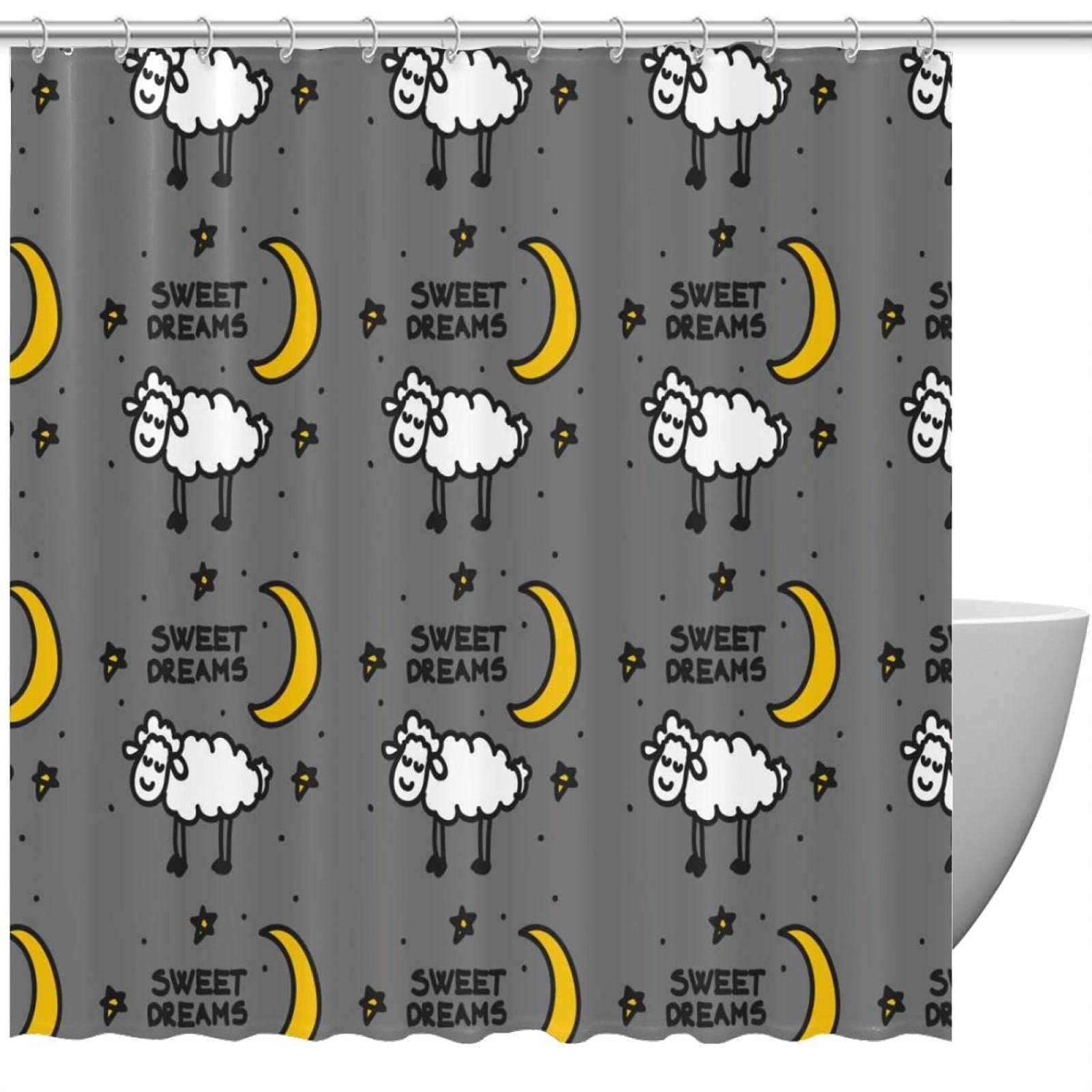 Rideau de douche imperméable Sweet Dreams gris 152x183 cm