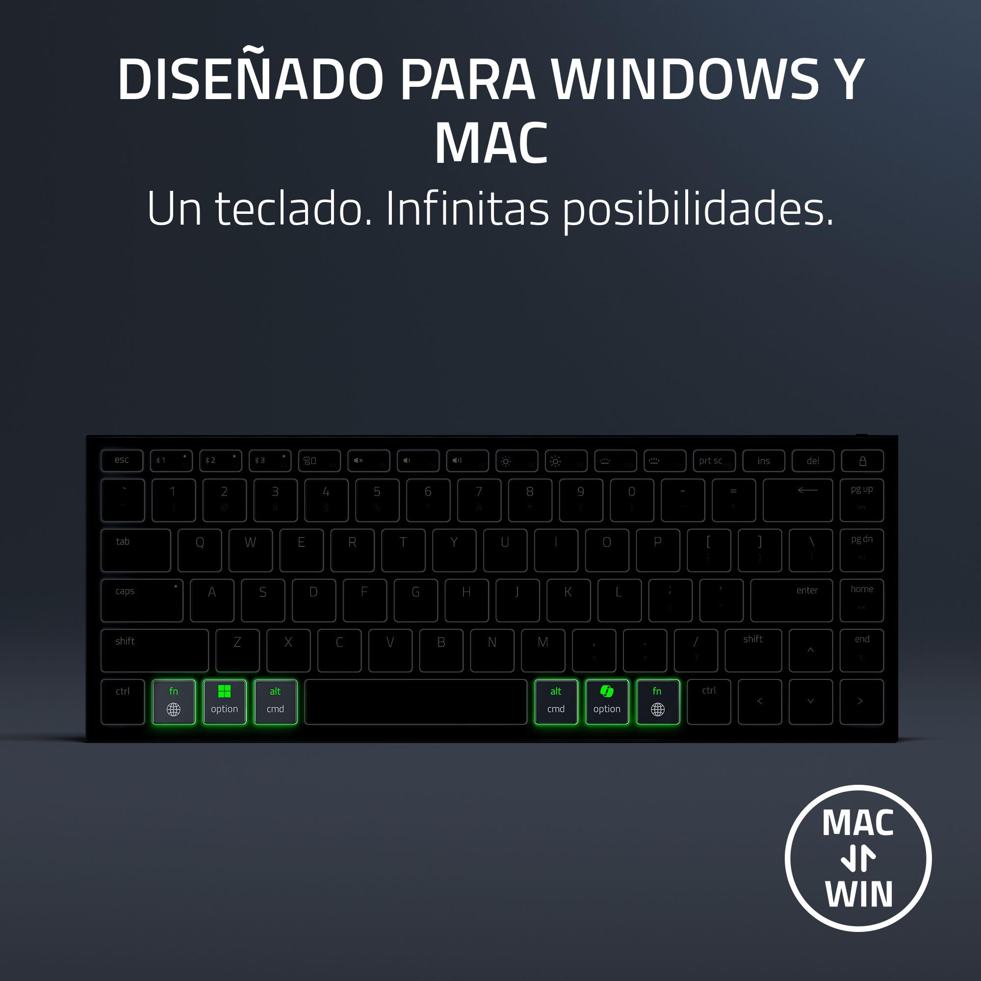Razer Joro Portable Keyboard - Teclado inalámbrico retroiluminado Compacto - Bluetooth - WiFi - Perfil bajo - USB-C - Compatible Apple Mac OS & iOS - Windows - Teclado QWERTY US | Negro