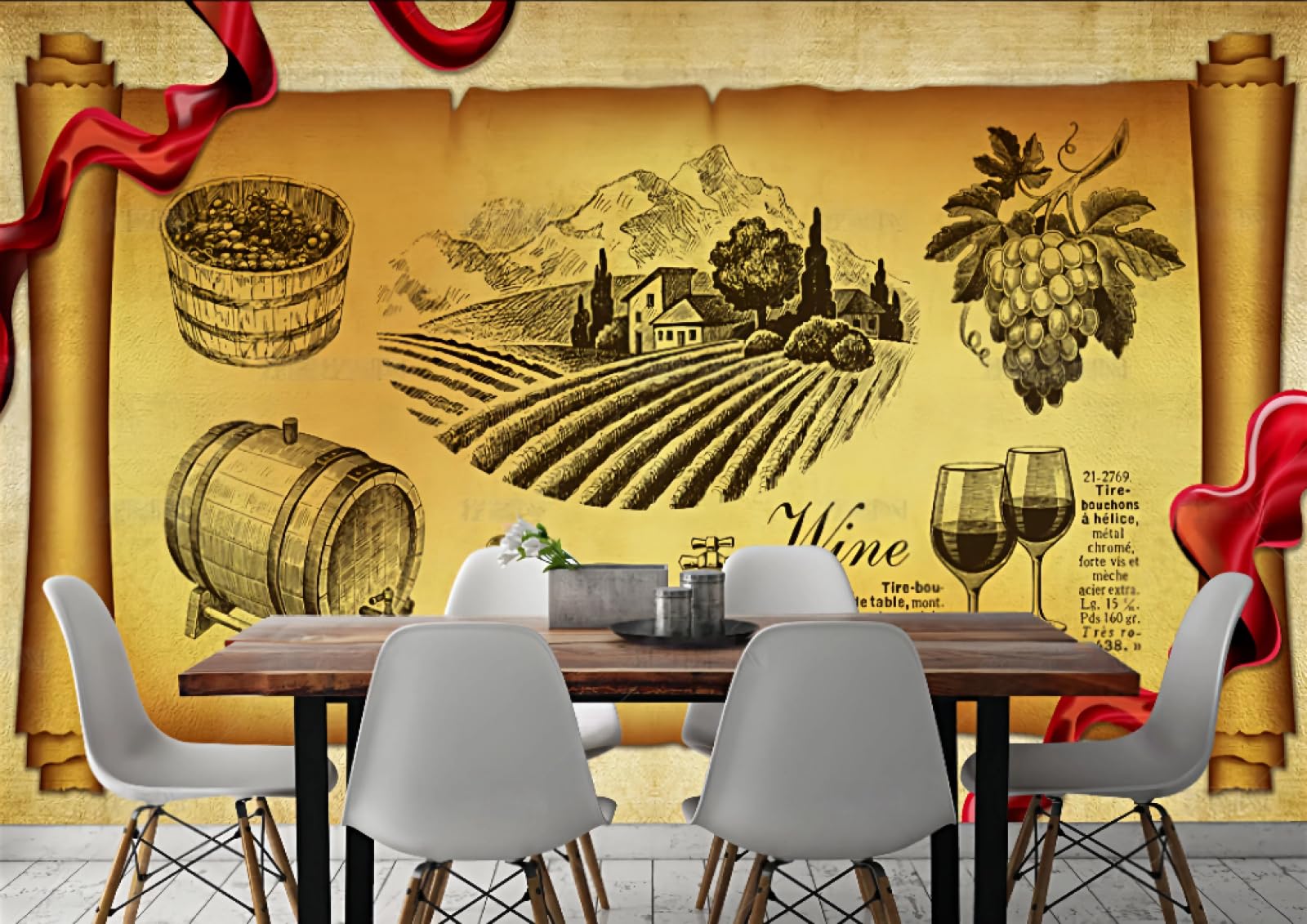 Vintage ręcznie malowana tapeta do piwnicy, baru, hotelu, kawiarni, restauracji, mural, 3D, 430 x 300 cm