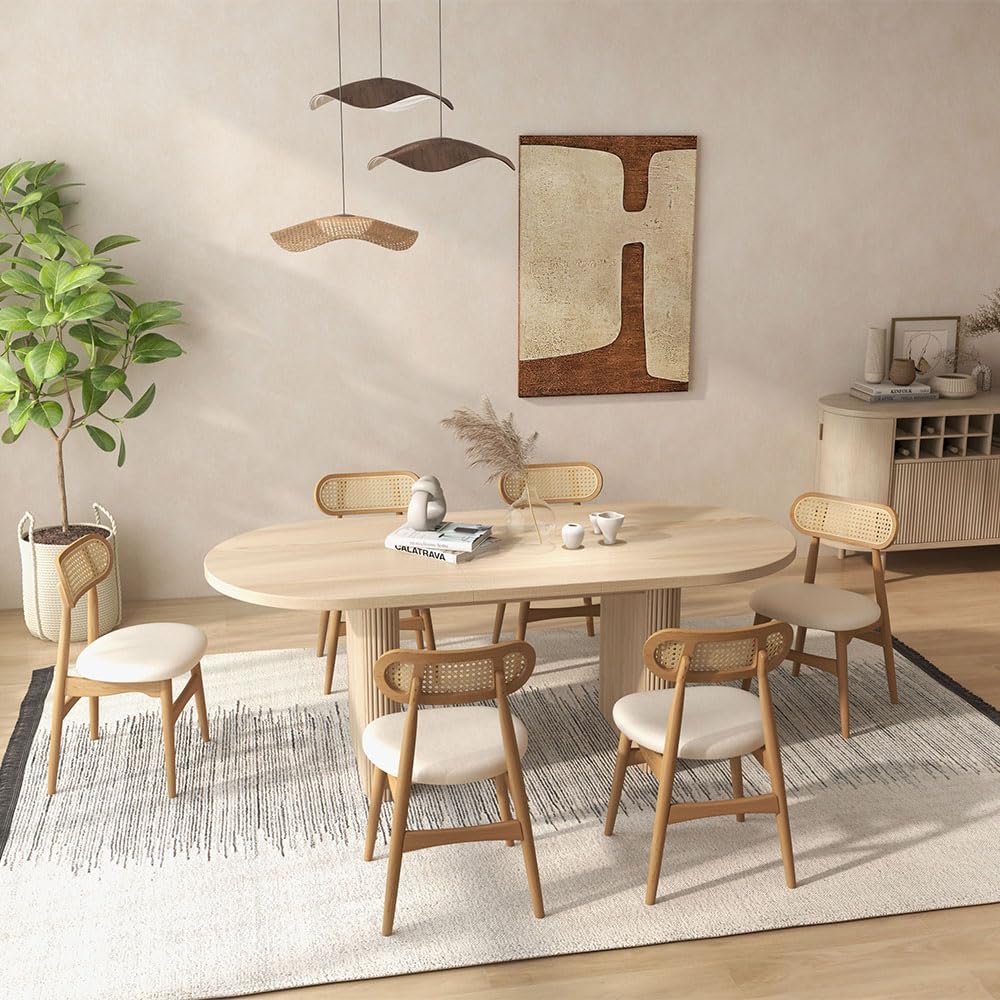 Amazon.com - homary Dining Chair Japandi Natural Rattan
